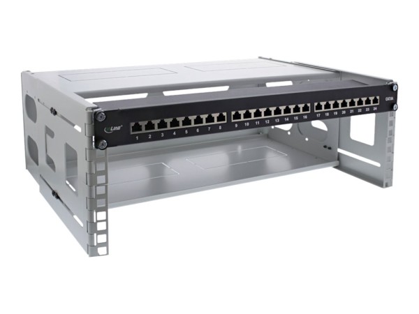 INLINE ® 19" Rack zur Wandmontage, 4HE, 24-40cm Tiefe, mit Abdeckung, grau