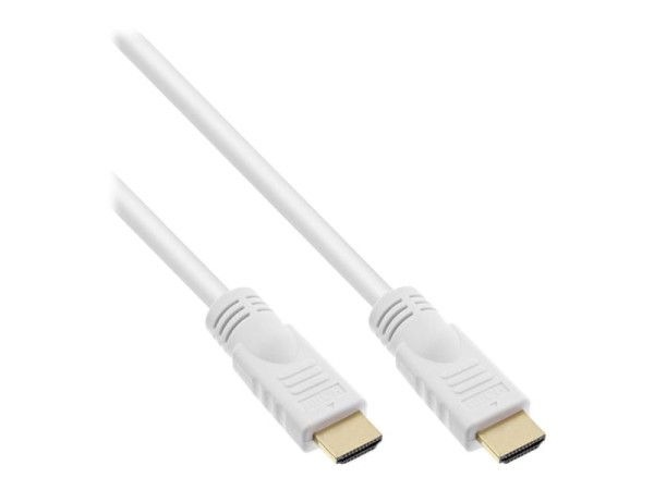 InLine® HDMI Kabel, HDMI-High Speed mit Ethernet, Premium, Stecker / Stecker, weiß / gold, 5m