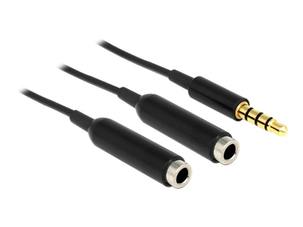 Audiokabel Delock 3,5mm Klinke-> 2x 3,5mm Klinke St/Bu 0.25m