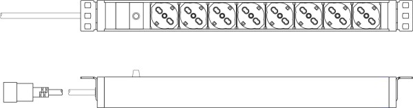 DIGITUS 8-Fach Steckdosenleiste 1HE PDU, IEC C14 St.