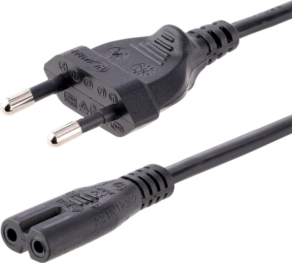 STARTECH.COM 2m (6ft) Laptop Power Cord, EU Plug to C7, 2.5A 250V, 18AWG, Notebook / Laptop Replacem