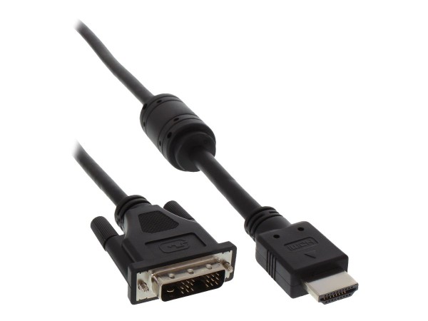 InLine® HDMI-DVI Adapterkabel, 19pol Stecker auf 18+1 Stecker, mit Ferrit, 1,5m