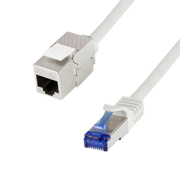 LOGILINK Konsolidierungspunkt-Patchkabel, Kat.6A, 2,0 m S/FTP, hellgrau (RAL7035), Anschluss: RJ45 S