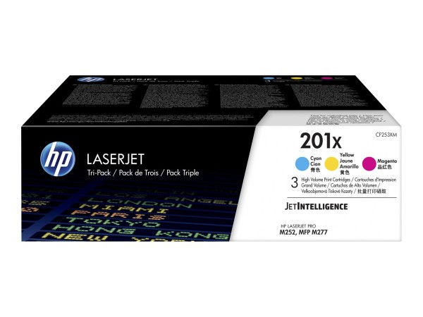 HP 201X 3er Pack Gelb, Cyan, Magenta LaserJet Tonerpatrone (CF253XM)