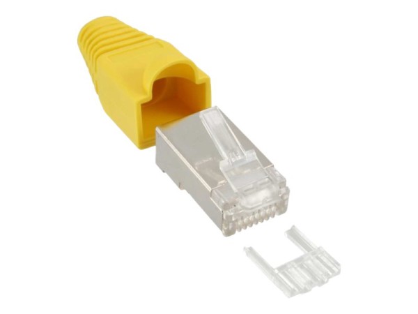 INLINE ® Crimpstecker RJ45 geschirmt, mit Knickschutz und Einfädelhilfe, 10er Pack, gelb