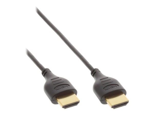 INLINE ® HDMI Mini Superslim Kabel A an A, High Speed HDMI® Cable with Ethernet, schwarz / gold, 1m