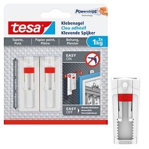 TESA Powerstrips Klebenägel für max. 1,0 kg 2,4 x 6,4 cm, 2 St.; 1 Pack = 2 St.