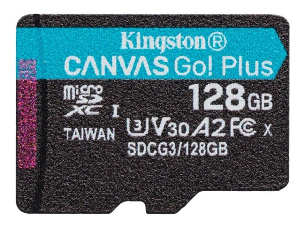 KINGSTON 128GB microSDXC Canvas Go Plus 170R A2 U3 V30 Single Pack w/o ADP