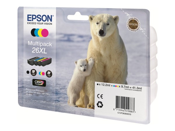 EPSON 26XL Multipack 4er Pack XL Schwarz, Gelb, Cyan, Magenta Tintenpatrone