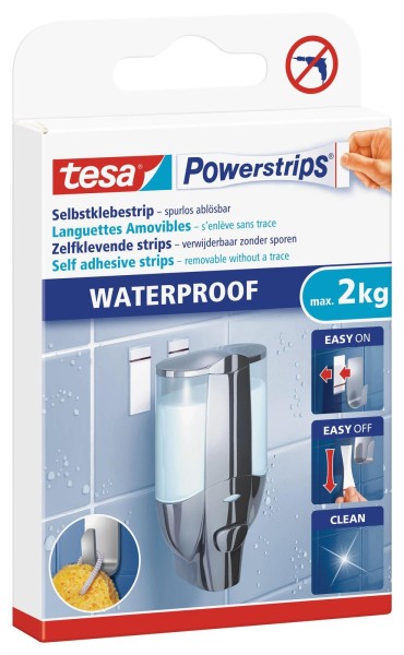 TESA Klebestreifen Powerstrips WATERPROOF; 1 Pack = 6 St.