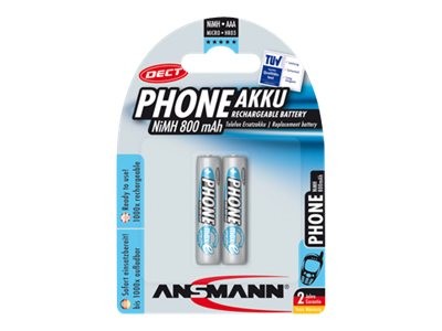 Ansmann "Phone DECT" NiMH-Akku, Micro (AAA), 800 mAh, 2er Pack (5035332)
