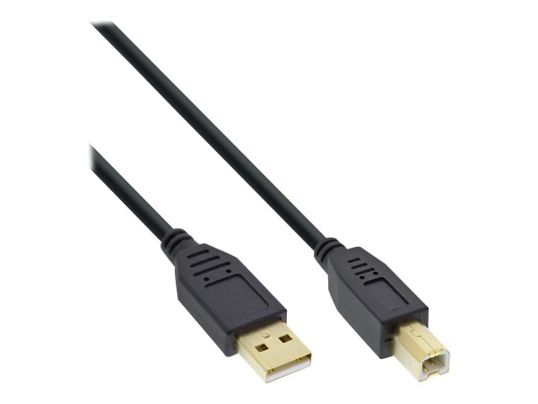 INLINE USB 2.0 Kabel, A an B, schwarz, Kontakte gold, 1,5m