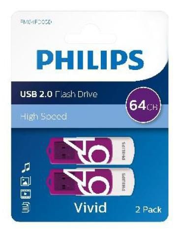 PHILIPS Vivid Edition Purple 2-pack 64GB