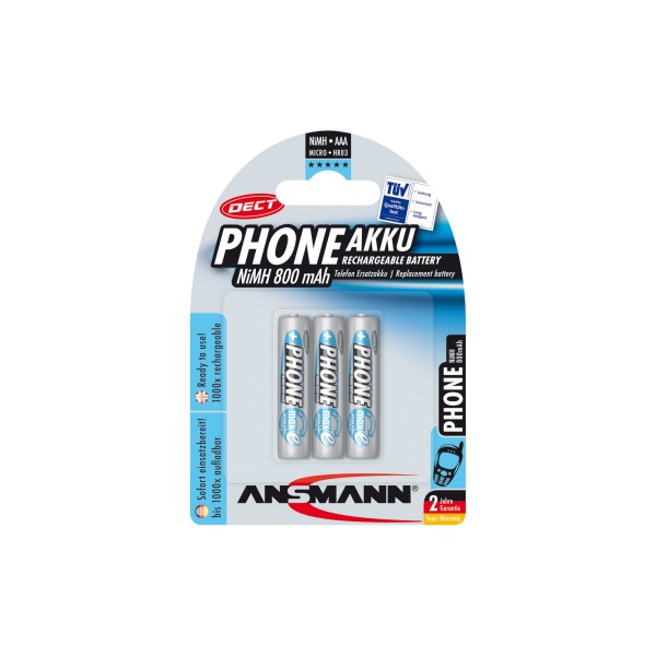 ANSMANN 1x3 Akku NiMH Micro 800 mAh f. Dect