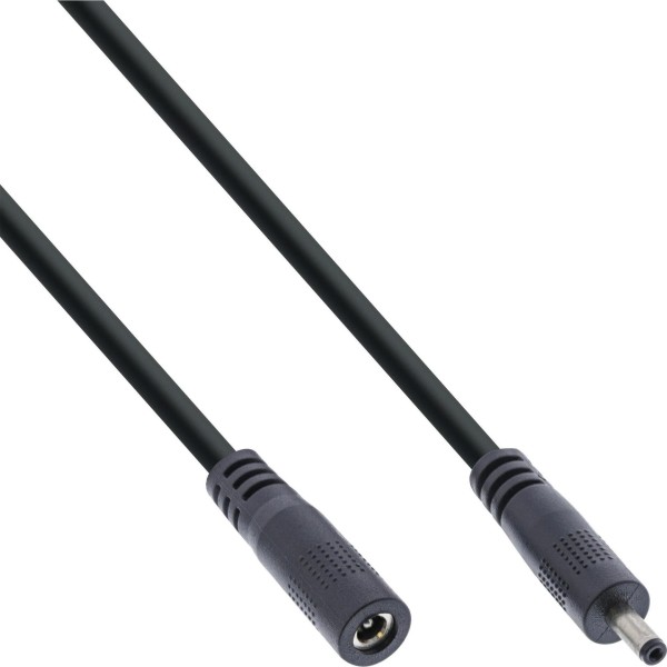 INTOS ELECTRONIC InLine DC Verlängerungskabel - DC Stecker/Buchse 3,5x1,35mm - AWG18 - schwarz 2m (2