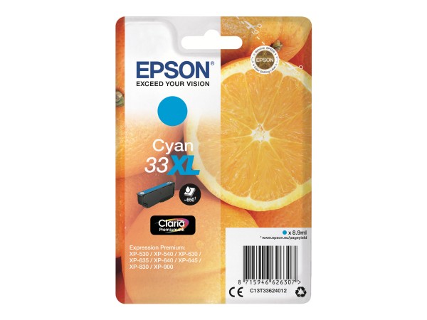 EPSON 33XL XL Cyan Tintenpatrone