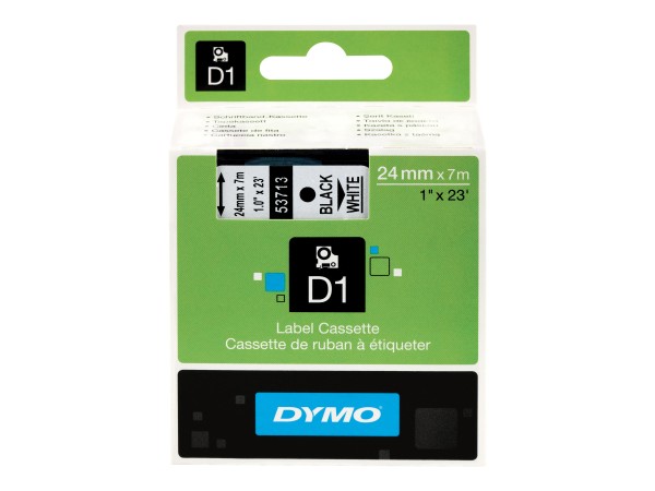 Dymo D1 Schriftband 24 mm x 7 m schwarz auf weiß 53713