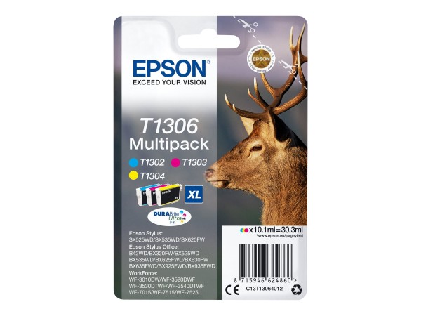 EPSON T1306 Multipack 3er Pack XL Gelb, Cyan, Magenta Tintenpatrone