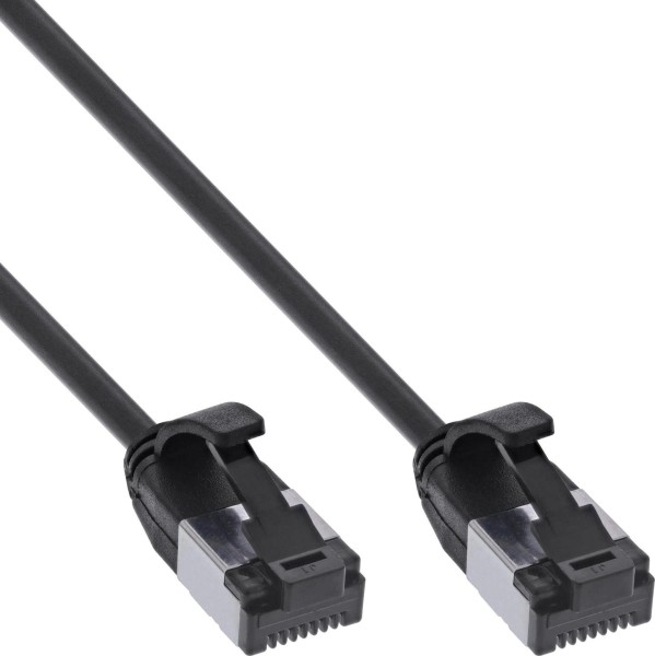 INTOS ELECTRONIC InLine® Patchkabel slim, U/FTP, Cat.8.1, TPE halogenfrei, schwarz, 0,25m (75312S)