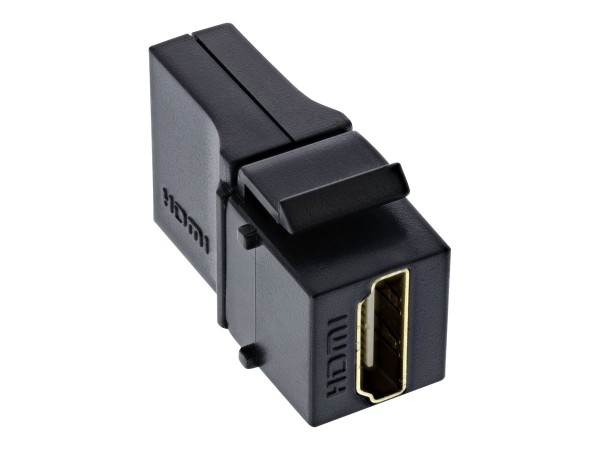INLINE HDMI Keystone Snap-In Einsatz 4K/60Hz - HDMI A Buchse/Buchse - gewinkelt - schwarz (76202N)