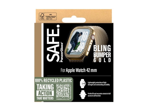 PANZERGLASS SAFE. by PanzerGlass TPU Bumper Gold Apple Watch 10/ 42mm