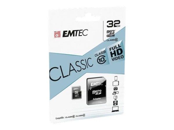 EMTEC microSDHC 32GB Class10 Classic inkl. Adapter