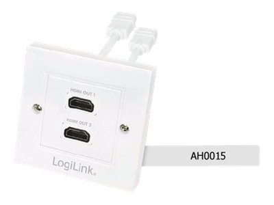 LogiLink HDMI Adapter, wall socket, 2-port, weiß