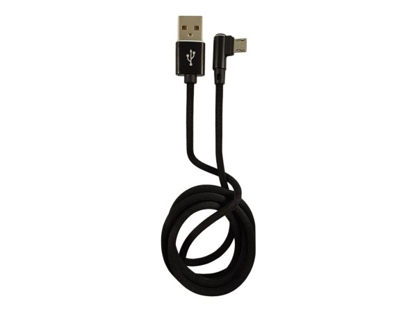 LC-POWER LC-C-USB-MICRO-1M-2 USB A zu Micro-USB Kabel, schwarz, gewinkelt, 1m