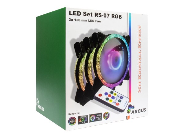 INTERTECH 120*120*25 ARGUS RGB-FAN SET RS-07, 3X LED retail