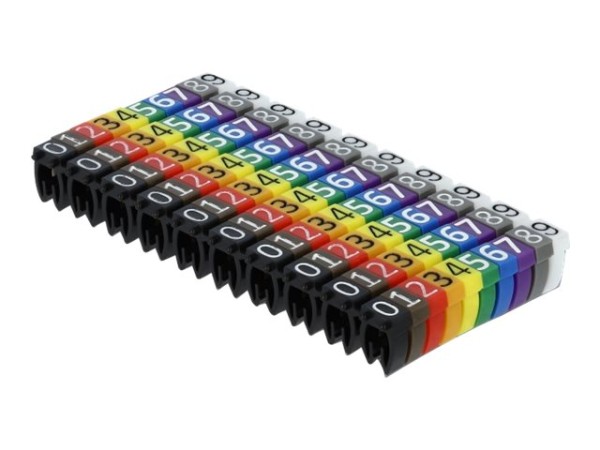 DELOCK Kabelmarker Clips 0-9 farbig 100-teilig