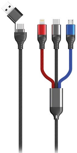 2GO USB / Type C Ladekabel All in One schwarz 120cm