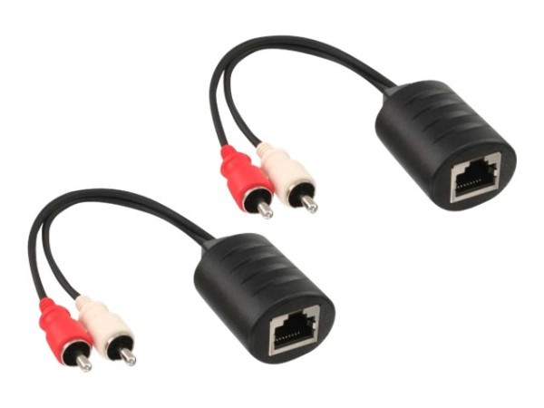 InLine Audio über RJ45 passiv, 2x Cinch Stecker / RJ45 Buchse, max. 50m, 2er Pack