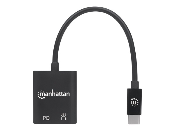 MANHATTAN USB-C auf 3,5mm Klinke Audioadapter & PD-Ladeport