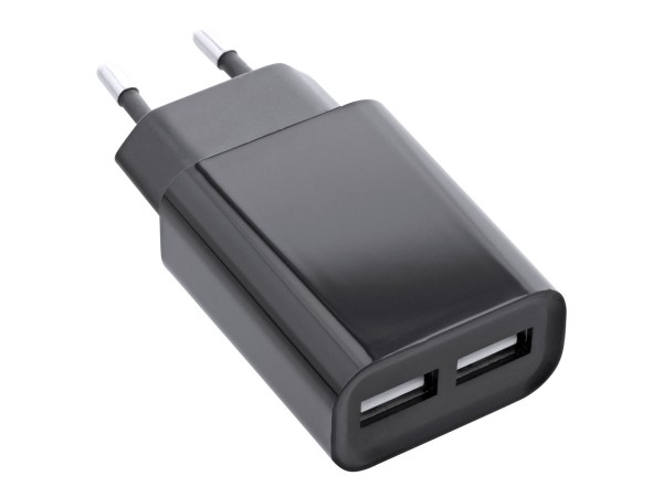 INLINE USB Ladegerät DUO, Netzteil 2-fach, Stromadapter, 100-240V zu 5V/2.1A