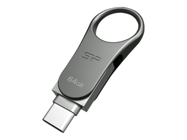 SILICON POWER USB-Stick 64GB Silicon Power C80 3.0 Silver Type-C Ready