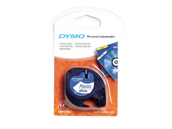 Dymo Letratag Band Plastik weiß 12 mm x 4 m 91221