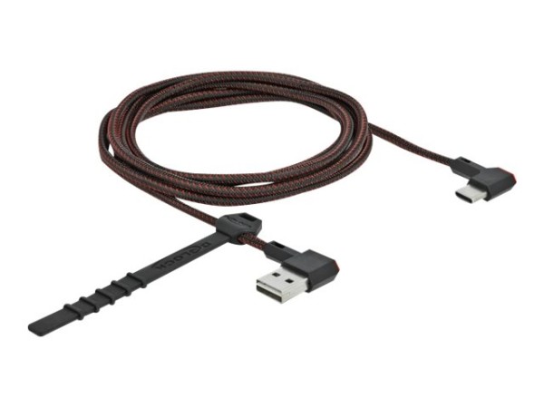 DELOCK EASY-USB 2.0 Kabel Typ-A Stecker zu USB Type-C Stecker gewinkelt links / rechts 2 m schwarz