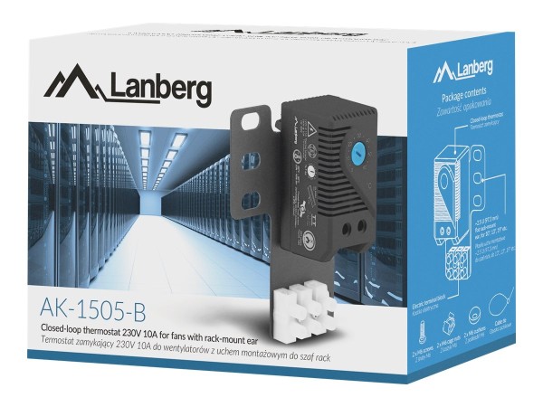 LANBERG Thermostat 10A für Rack mit 19" Halterung schwarz