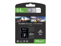 PNY MICRO-SD Card PRO ELITE 64GB Class 10 XC UHS I U3 A1 V30 SD adapter