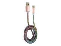 LC-POWER LC-C-USB-TYPE-C-1M-4 USB A zu USB-C Kabel, Disco-Glitzer, 1m
