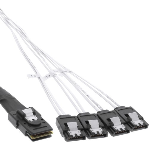 INLINE SAS Anschlusskabel, Mini SAS SFF8087 an 4x SATA, Crossover, OCF, 1m