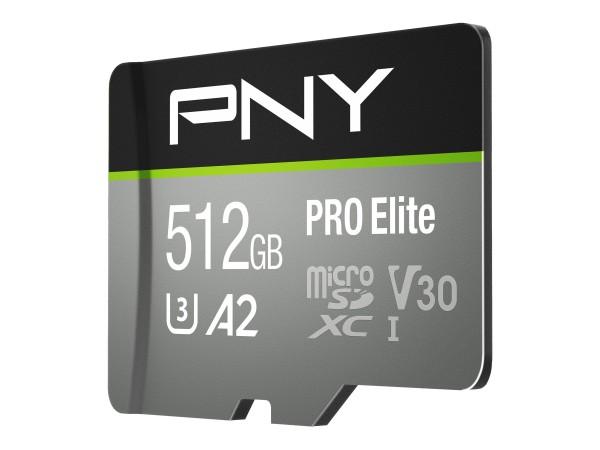 PNY MICRO-SD Card PRO ELITE 512GB Class 10 XC UHS I U3 A1 V30 SD adapter