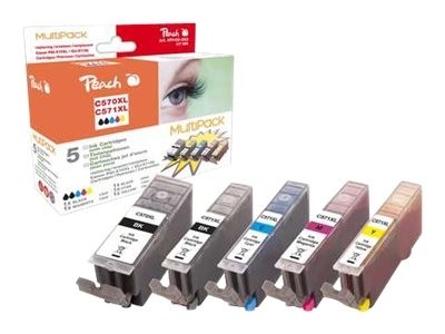 PEACH Multi Pack XL 5er Pack Schwarz, Gelb, Cyan, Magenta Tintenpatrone