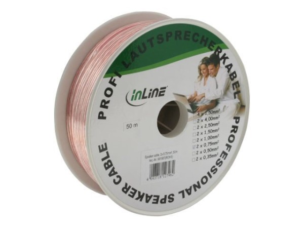 INLINE Lautsprecherkabel 2x 0.75mm² CCA transparent 50m