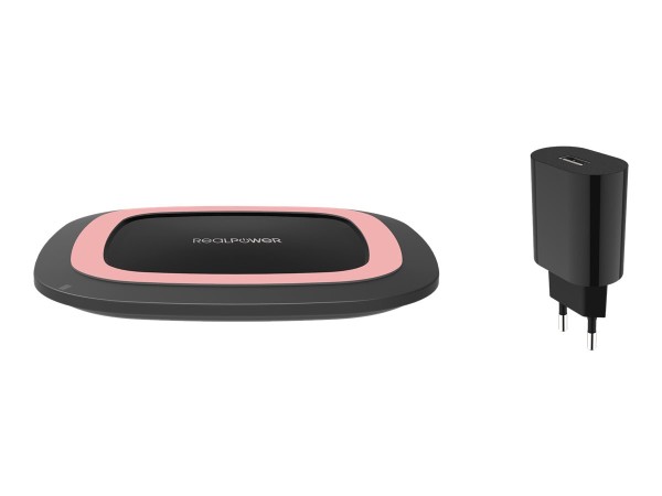 REALPOWER FreeCharger-10 schwarz rosa, wireless Ladestation