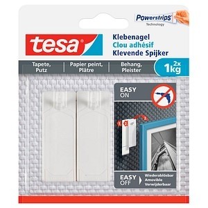 TESA Powerstripes Klebenägel für max. 1,0 kg 2,4 x 4,5 cm, 2 St.; 1 Pack = 2 St.