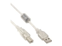 INLINE USB2.0 cable - USB-Kabel - USB (S) bis USB Typ B (S) - USB2.0 - 30cm - weiß, durchsichtig