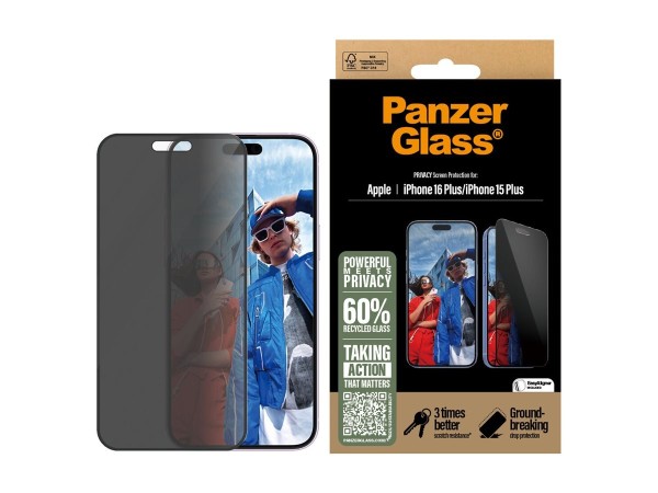 PANZERGLASS Privacy iPhone 16/15 Plus UWF