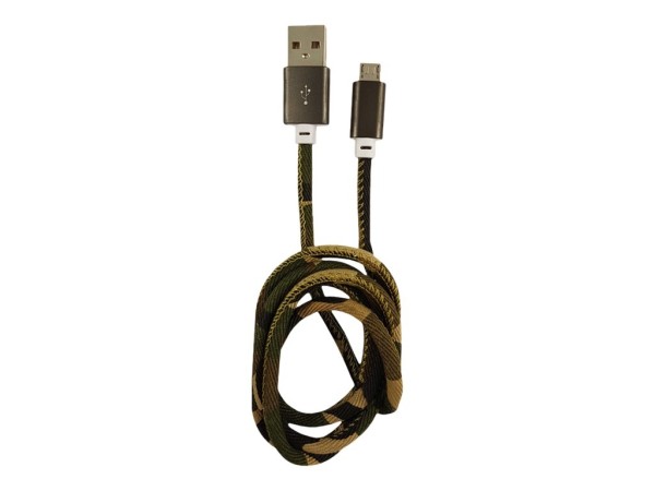 LC-POWER LC-C-USB-MICRO-1M-5 USB A zu Micro-USB Kabel, Camouflage grün, 1m