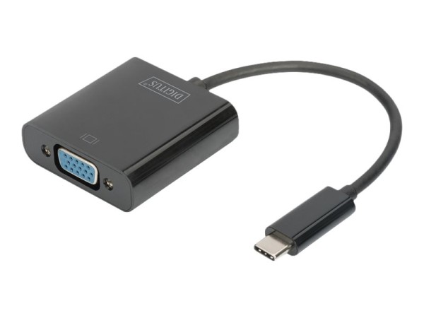 DIGITUS USB Type-C zu VGA Adapter Full HD 1080p Kabellänge: 195 cm schwarz